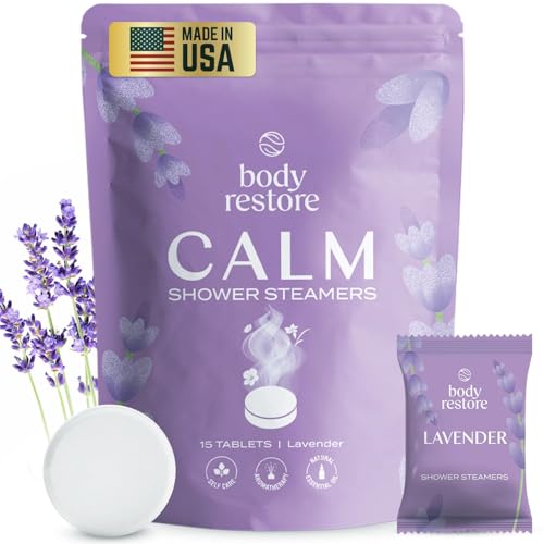 Body Restore Shower Steamers Aromatherapy 15 Pack - Galentines, Valentines Day Gifts for Her and Him, Birthday Gifts for Mom, Best Friend, Travel Essentials, Stress Relief, Bath Bombs - Lavender