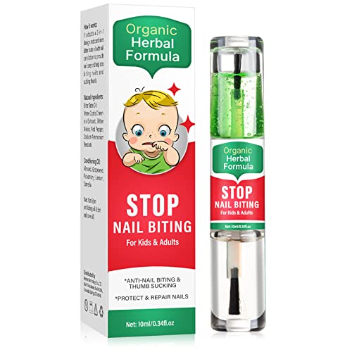 Nail Biting Treatment for Kids, Natural No Bite Nail Polish Day Night Care for Kids Stop Biting & Sucking Nails