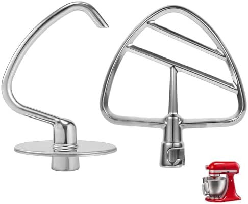 Dough Hook & Flat Beater Attachments for KitchenAid 4.5 QT Tilt-Head Stand Mixer, Dishwasher Safe Baking Attachment Set by KINGEAGLE