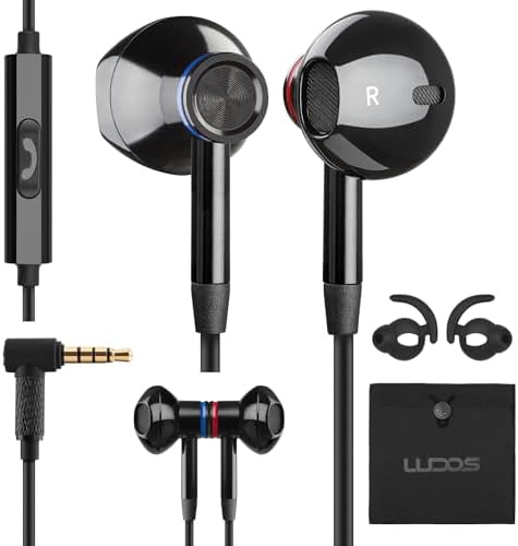LUDOS NOVA Wired Earbuds in-Ear Headphones, 5 Year Warranty, Earphones with Microphone, 3.5mm Plug-in Ear Buds Calls Compatible with iPhone, Laptop, Computer, School Students, Kids, Women, Small Ears