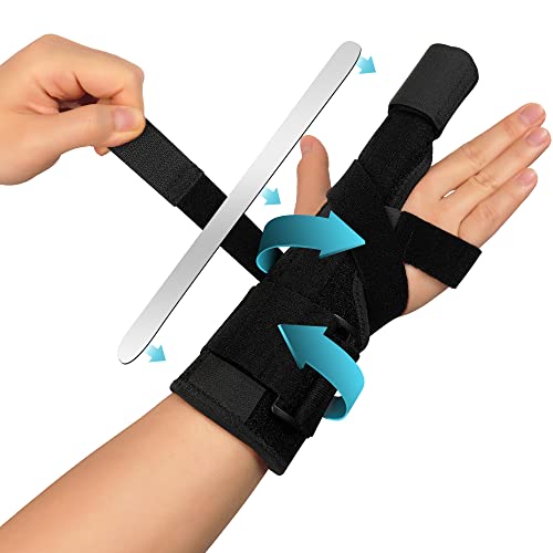 Trigger Finger Splint for Men & Women, Adjustable One or Two Finger Splint Full Hand and Wrist Brace Support for Sprains, Finger Discomfort Relief