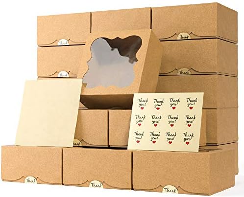 20 Pack Cookie Boxes for Gift Giving – 6 X 6 X 3 Inches Bakery Boxes with Window - Extra Thick Small Cookie Boxes - Treat Boxes, Dessert Boxes, Strawberries, Candy, Charcuterie, Baked Goods