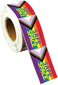 Fundraising For A Cause Large Rectangle Daniel Quasar Progress Pride Flag Safe Space Stickers - 250 Vinyl LGBTQ Awareness Stickers