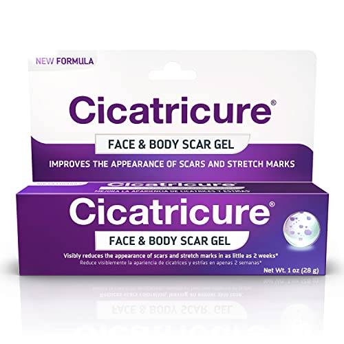 Cicatricure Face & Body Advanced Scar Gel, Scar Treatment for Old & New Scars, Fades Stretch Marks Away, Surgical Scars, Injuries, Burns and Acne Scar Treatment, For Adults & Kids, 1 oz (28g), 1-Pack