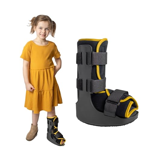 Brace Direct Pediatric Fracture Boot – Kids Medical Walking Boot for Broken Foot, Ankle Sprain & Post-Op, Yellow (Small, up to US Kids 8.5K)