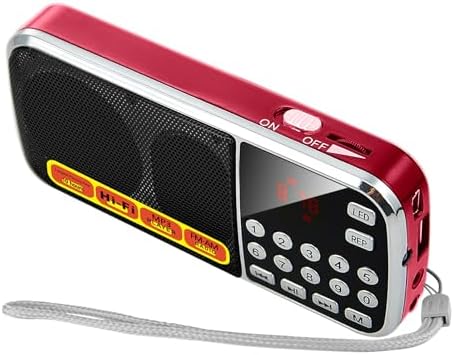 Small Radios Portable AM FM,Battery Powered Radio,Support USB Flash Disk/Micro SD Card MP3 Playback,Digital Buttons,Bass Diaphragm Pocket Radio with Excellent Reception and Sound Quality