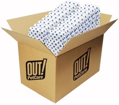 OUT! PetCare Disposable Male Dog Wraps, Safe, Male Wraps for Dogs, Pee Wraps Belly Bands for Male Dogs, Leak Proof, Wetness Indicator, Puppy and Doggie Diaper for Peeing, M/L, 96 Ct