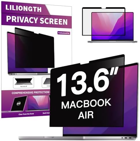 Privacy Screen for MacBook Air 13.6" (2022-2024, M2 M3 Chip) - Removable Privacy Filter with Anti-Blue Light Protection