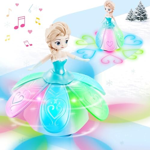 Toys for Girls 4-6,Dancing Princess Interactive Spin Robot Toys for Little Girls age 3-5 with Colorful Flashing Lights & Music,Pretend Christmas Birthday Gift Toys for Kid 1 2 3 4 5 6 Year Olds