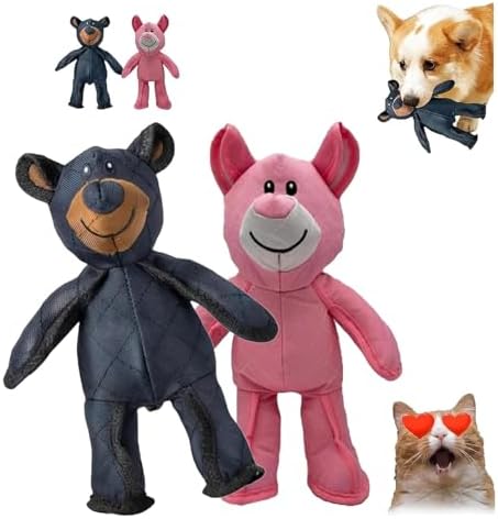 Unbreak Bear Dog Toy - Unbreakable Extreme Bear Upgraded 2025, Indestructible Heavy Duty Chew Toy for Aggressive Chewers (Blue+Pink)
