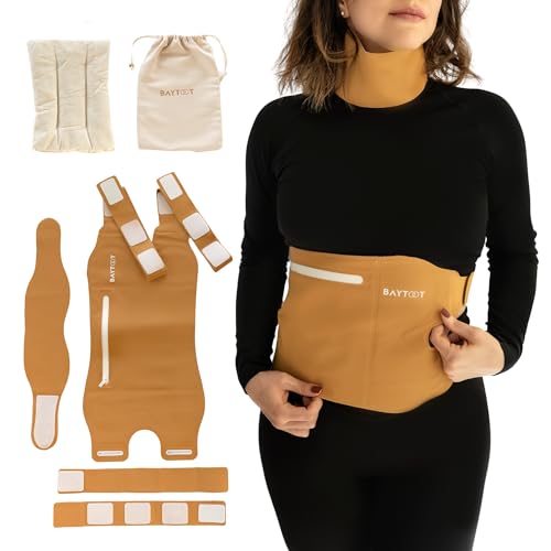 Castor Oil Packs for Liver Detox & Menstrual Cramps- 100% Oil Leak-Free - One Size Fits All - Soft Castor Oil Pack Wrap Organic Cotton - Kit Includes Castor Oil Compress, a Neck wrap & Heating Pad.