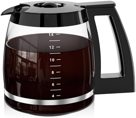 14-Cup Coffee Pot Replacement for Cuisinart Coffee Maker DCC-2200, DCC-2600, DCC-2800, DCC-3200, and DCC-3200P1, Glass Carafe Replacement for Cuisinart, BPA Free, Dishwasher Safe