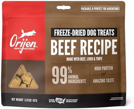 ORIJEN® Freeze Dried Dog Treats, Grain Free, High Protein, Raw Animal Ingredients, Ranch-Raised Beef, 3.25oz