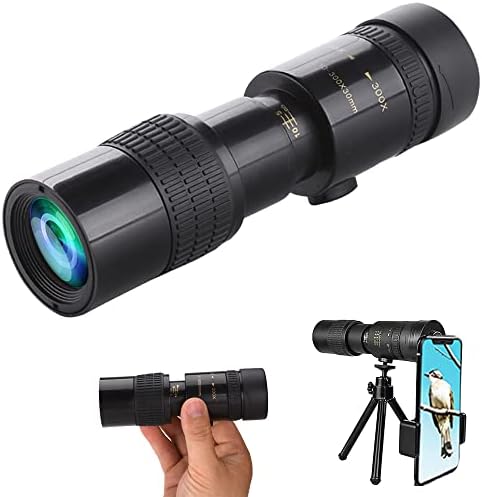 Arctic P9 Military Telescope Nano-Array Technology 300 Times Magnification, 4K 10-300x40mm Super Telephoto Zoom Low-Light Night Vision, Shockproof/Waterproof/Fogproof Telescope with Bracket