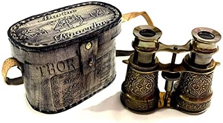 Nautical Marine Victorian Antique Binoculars with Leather Case Handmade Item Rustic Vintage Home Decor Gifts