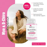 Biodora Myo& D-Chiro Inositol Supplement, with Folate and Vitamin D, 40 to 1 Ratio, Includes DHEA, Helps in Hormone Balance, Ovarian Function, 2050mg per Serving, 120 Capsules