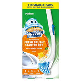 SCRUBBING BUBBLES Fresh Brush Toilet Bowl Cleaning System Starter Kit, Stain Removing Toilet Bowl Cleaner, Citrus Action Scent, 1 Toilet Wand + 4 Refills + 1 Stand