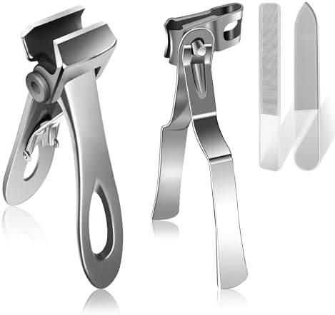 Nail Clippers for Men Thick Nails, 17mm Straight Wide Opening Extra Large Toe Nail Clippers for Adult & Easy Grip 360 Degree Rotary Toenail Clippers for Elderly Cutting Ingrown Toenails