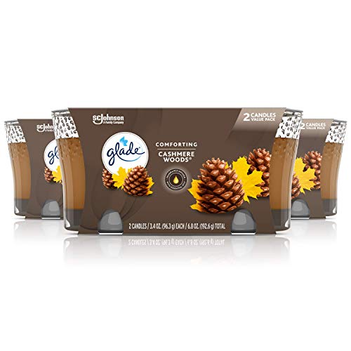 Glade Candle Jar, Air Freshener, Cashmere Woods, 3.4 Oz, 6 Count