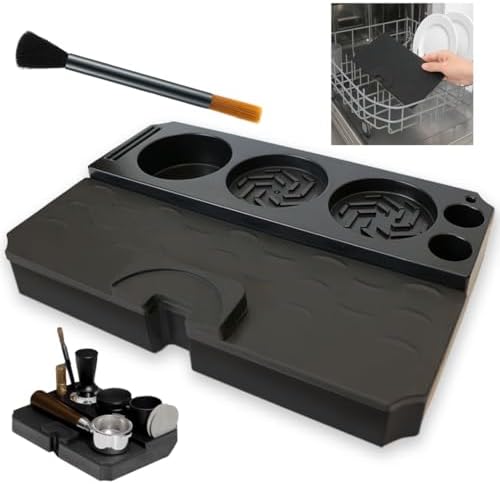 Professional Espresso Tamping Station for 51mm-58mm Tampers, Detachable Silicone Tamping Mat and Storage, Tamping Station for Breville, Coffee Tamper Mat