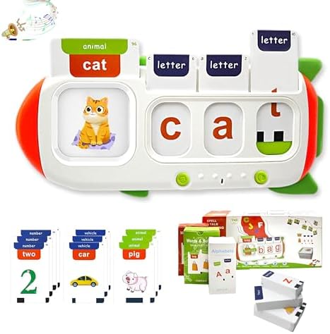 Talking Flash Cards for Toddlers 2 3 4 5 6 7 8,Sight Words Sensory Montessori Learning Toys with Autism,CVC Word Spelling & Talking ABC Flash Card for Kids,for Preschool Boys Girls