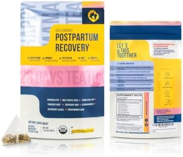 Postpartum Recovery Tea - 28 Days Teatox - 100% Organic Herbal Tea, Postpartum & Nursing Essentials - Fenugreek Free - Milk Supply Support - Happy Mama Tea Peach Mango Flavor.