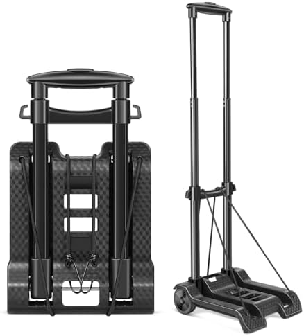 Small Folding Hand Truck with 2 Wheels, Easy to Carry Luggage Cart, Upgraded Trolley Cart, Compact Design of Foldable Dolly, Suitable for Carrying, Travel, Shopping, Office, Airport