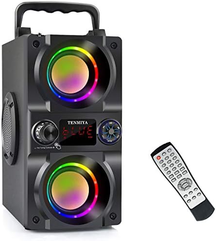 Bluetooth Speaker, 40W (60W Peak) Portable Wireless Speaker with Colorful Lights, Double Subwoofer Heavy Bass, FM Radio, MP3 Player, Loud Stereo Speaker for Home Outdoor Party Camping