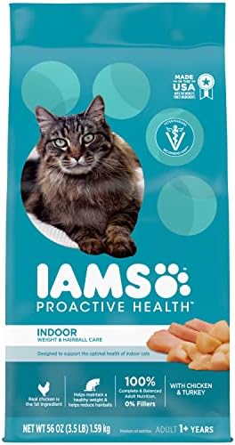 IAMS Proactive Health Indoor Weight & Hairball Care Adult Dry Cat Food with Chicken & Turkey, 3.5 lb. Bag