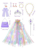 Popsunny Light Up Princess Dress Up Cape Costume for Girls 3 4 5 6 Years Old, Kids Birthday Christmas Halloween Party Gift Purple