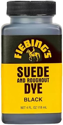 Fiebing's Black Suede Dye (4 oz) - Recolor, Brighten & Restore Suede & Roughout Leather Shoes, Furniture, Purse - Includes Wool Dauber for Easy Application - Flexible When Dry, Won't Crack or Peel