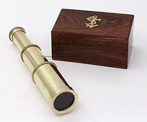 RII Antique Decor Spyglass, Pirate Telescope with Leather Case, Handheld Telescope for Adventure Enthusiasts, Monocular Nautical Decor for Gifting, Travellers, 6"