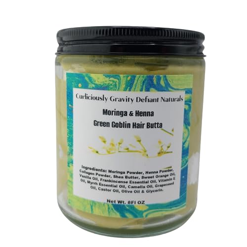 Whipped Moringa & Henna Hair Butta | Natural Hair Growth Butter | Hair Conditioning Cream For Frizzy, Dry, Curly, Damaged Hair- Safe for Dreadlocs, Color Treated Hair, Mens, Womens & Children's Hair