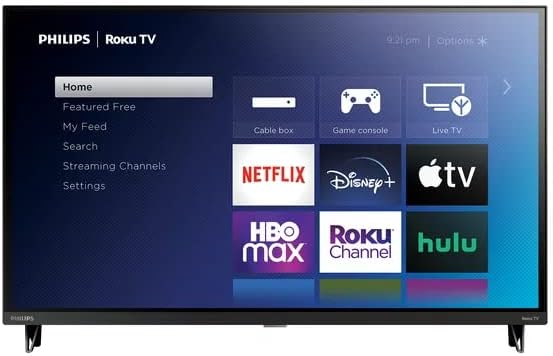 PHILIPS 32-Inch 6000 Series Class HD 720p Borderless Smart TV with Refresh Rate 60 Hz 120 Perfect Motion Rate Works with Siri or Hey Google 32PFL6452/F7 (Renewed)