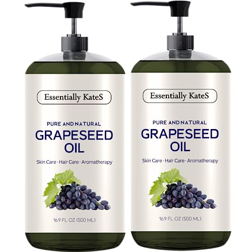 Grapeseed Oil 33.8 Fl Oz - Pack of 2 x 16.9 Fl Oz - 100% Pure and Natural and Cold Pressed