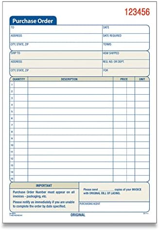 Adams Carbonless Purchase Orders, 8-Inch x 6-Inch, 3-Parts, 10 Books/Pack (TC583110)