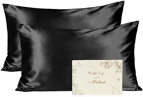 YANIBEST Satin Pillowcase for Hair and Skin Care Silk Pillowcas 2 Pack Queen Size Pillow Cases Set of 2 -Satin Cooling Pillow Covers with Hidden Zipper Floral Print, Standard 20"x26"
