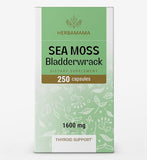 HERBAMAMA Sea Moss Capsules - Sea Moss Bladderwrack Supplement for Immunity, Thyroid, Digestive Health & Joint Support - Organic Irish Sea Moss Superfood - Non-GMO 1600mg, 250 Vegetarian Caps