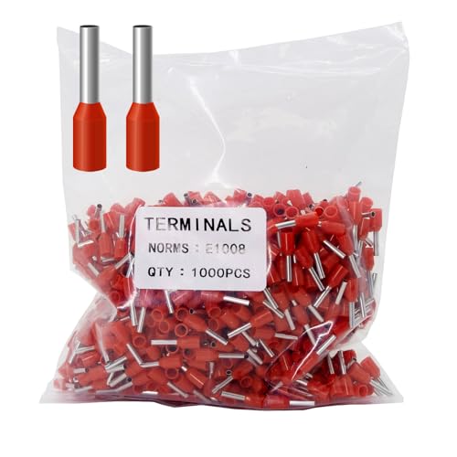 Fidioto AWG18 1000pcs Wire Ferrules Terminals, AWG18 Terminal Connector Wire Insulated Cord Pin Ends Terminals for Electric, Industrial, Chemical Industry, Power Control System, etc.