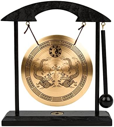 Zen Art Brass Feng Shui Desktop Gong for Home Office Table Decor Collectible Figurines