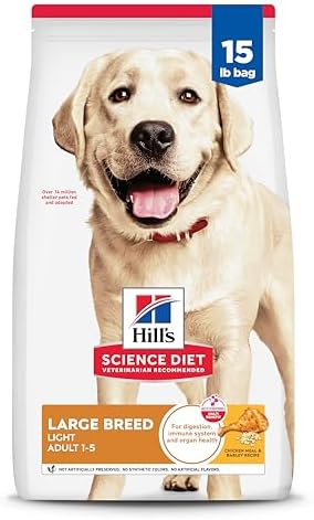 Hill's Science Diet - Large Breed, Light Lower Calories Chicken Meal & Barley Dry Dog Food, 15 LB Bag