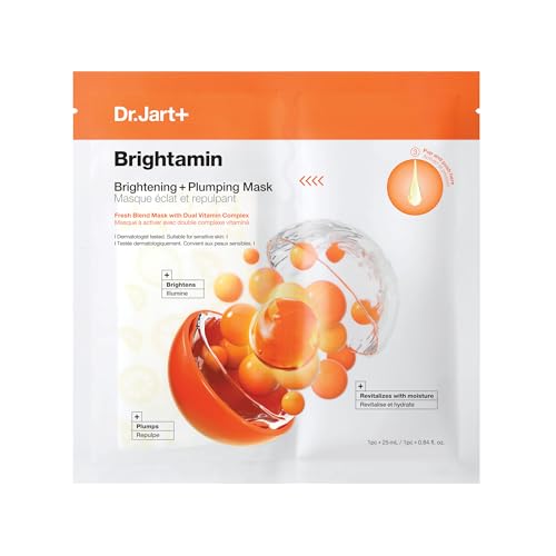 Dr.Jart+ Brightamin™ Brightening Plumping Face Mask with Vitamin C | Korean Skin Care, 1 Pack