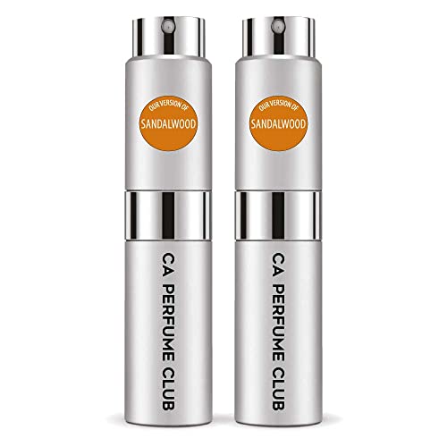 CA Perfume Impression of Emra Sandalwood For Women & Men Fragrance Concentrated Long Lasting Eau de Parfum Spray Refillable Glass Atomizer Bottle 0.27 Fl Oz-X2