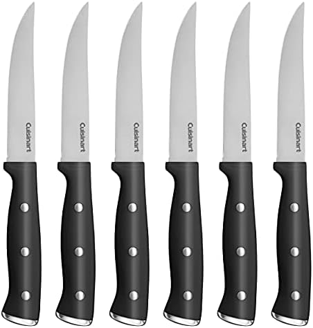 Cuisinart Classic Forged Triple Rivet, 6-Piece Steak Knife Set, Superior High-Carbon Stainless Steel Blades for Precision and Accuracy (Black)