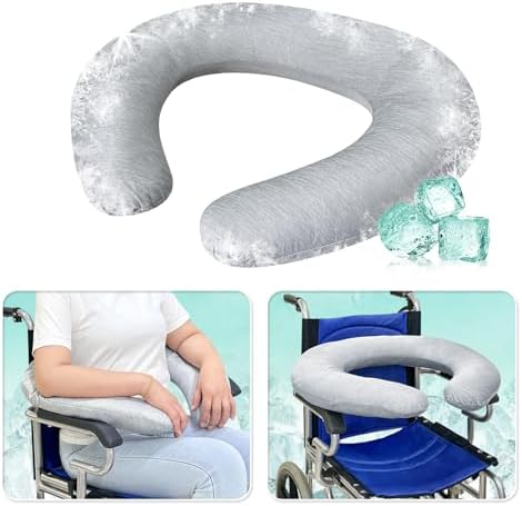 Wheelchair Armrest Pads Wheelchair Cushions for Seniors Arm Rest Cover Elbow Elevation Pillow Wheelchair Lateral Support Transport Chair Accessories Office Gaming Chair Universal(Cooling)