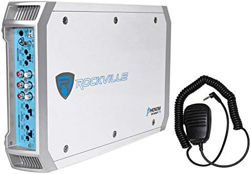 Rockville RXM-F3 1600 Watt Marine/Boat 4 Channel Amplifier Amp+PA Microphone