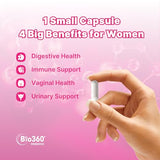 Bio360 Women's Probiotic Supplement, Digestive, Immune, Vaginal & Urinary Health, 15 Diverse Strains 50 Billion CFU, Organic Prebiotic Fibers, 37X Cranberry Extract, Zinc & Vitamin D3, 30CT