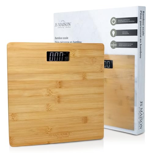Wooden Bamboo Bathroom Body Weight Scale with Digital LCD Display, Maximum Capacity of 396 lbs, Adding a Stylish & Modern Touch to Your Toilet