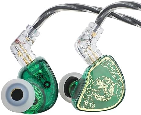 Linsoul TANGZU Wan’er S.G HiFi 10mm Dynamic Driver PET Diaphragm in-Ear Earphone with Ergonomic Shape, Detachable Recessed 2Pin OFC Braided Cable for Audiophile Musician DJ Stage(Green, with Mic)
