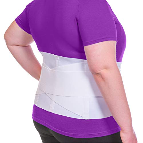 BraceAbility Plus Size Women's Back Brace for Female Lower Back Pain - XXXL Ladies Soft White Elastic Lumbar Compression Obesity Support Belt Girdle is Discreet Under Clothes (3XL)